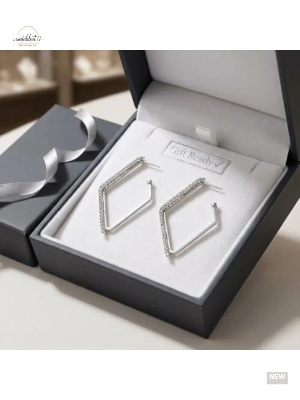 White Gold Plated Drop Dangle Earrings - Statement Geometric Jewelry for